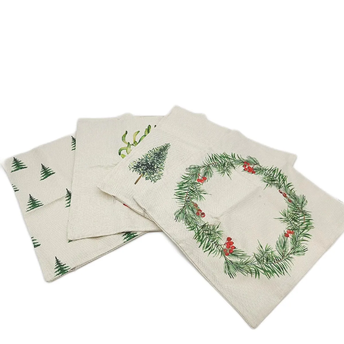 4er Set Kissenbezug Wohnkissen Dekoration Weihnachten Festliches Design Innen Outdoor 45