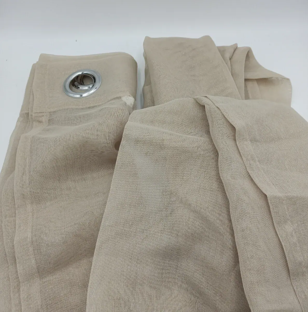 EMEMA Gardine Vorhang Fensterdekoration Sheer Voile 2er Set Beige Braun Transpar