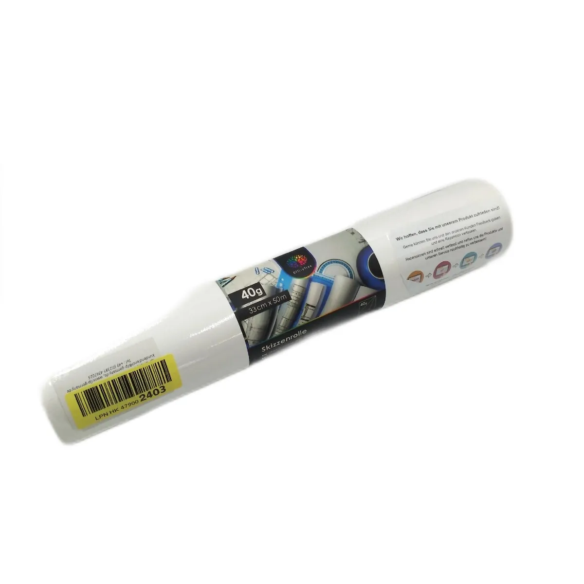 OfficeTree Transparentpapierrolle Zeichenpapier Skizzenpapierrolle 33cm breit 50 Meter Länge