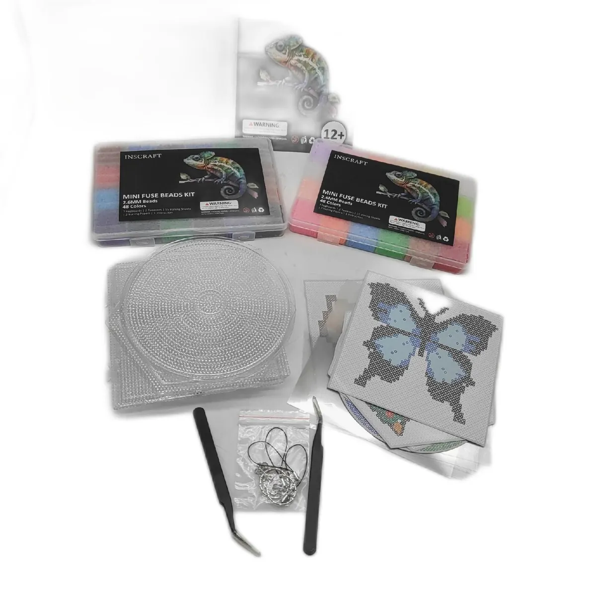 INSCRAFT Bügelperlen Set Bastelbedarf 28000 Mini 48 Farben Kreativ