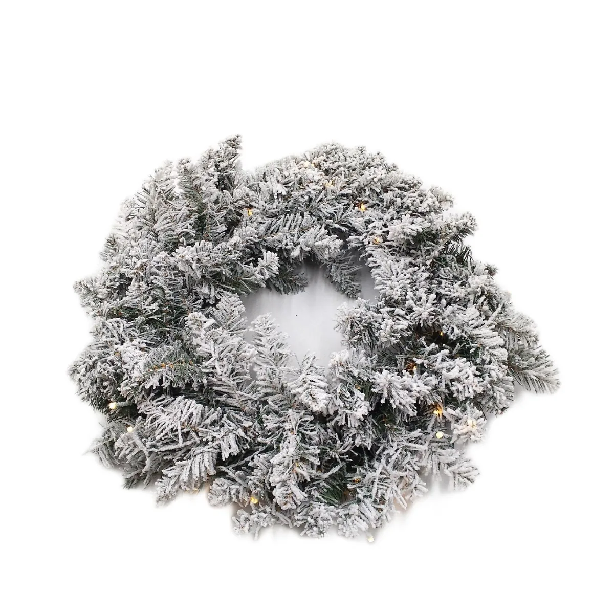 KOIUEYW Weihnachtskranz Türkranz Weihnachtsdekoration 60cm LED Lichter Schnee