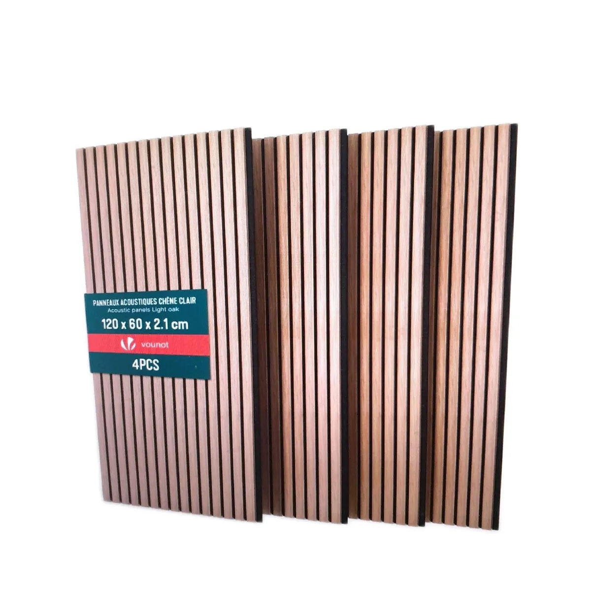 4er-Set Akustikwandpaneele 120x60x2,1cm aus MDF mit Filz