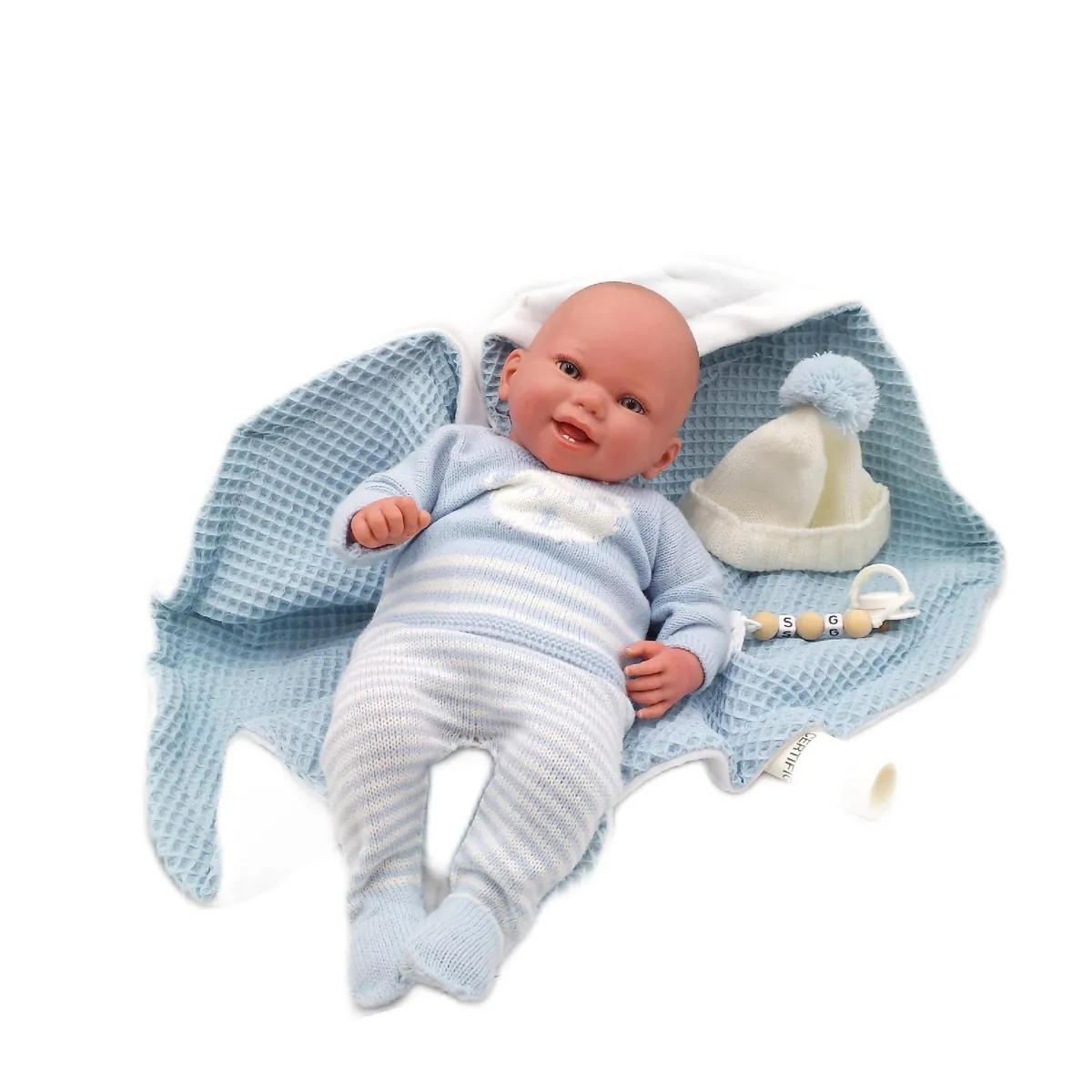 Arias Rebornpuppe Babys Puppe Bekleidung 40 cm Blau Weiß Gestreift