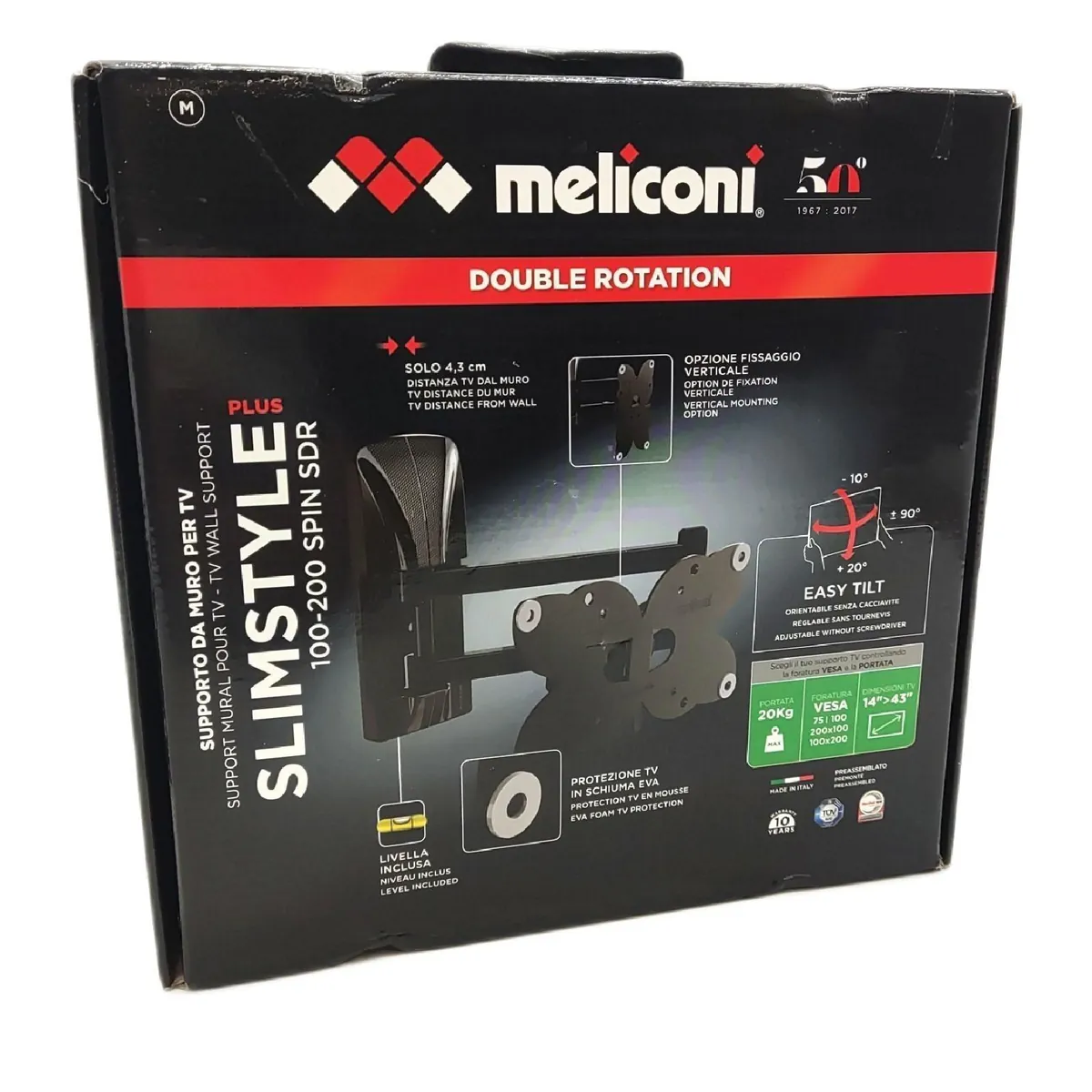 Meliconi Wandhalterung TV Halterung Slimstyle Plus 100 200 Spin schwen