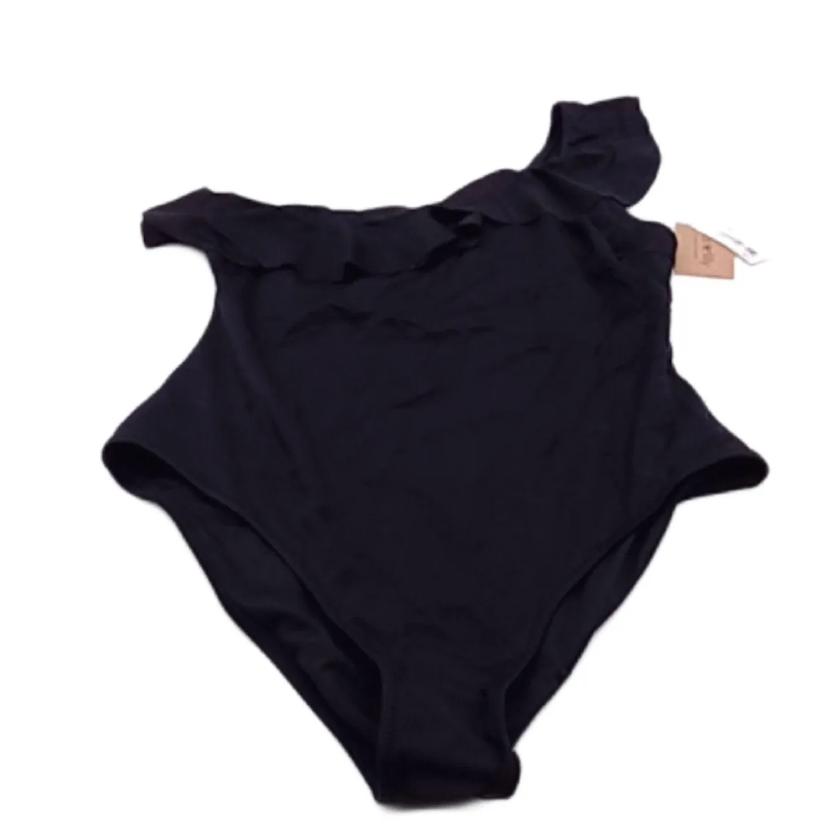 Iris Lilly Badeanzug Damenbekleidung One Shoulder Modell Rueschen Schwarz Trend