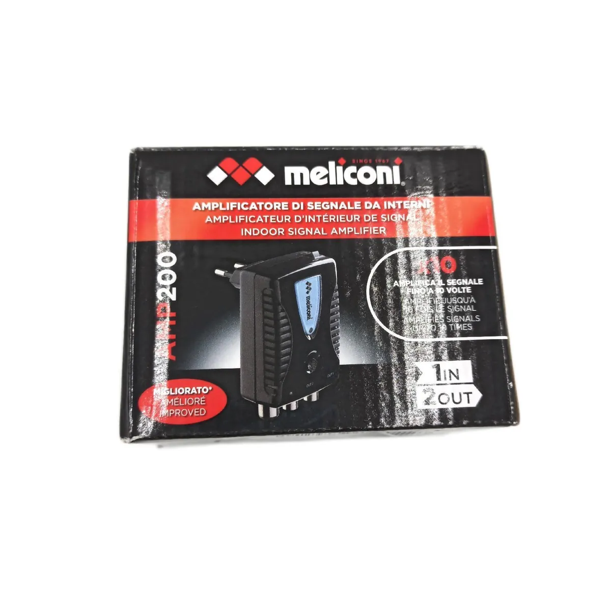Meliconi TV Antennenverstärker Fernsehtechnik AMP200 Digitaler 2 Wege Signal