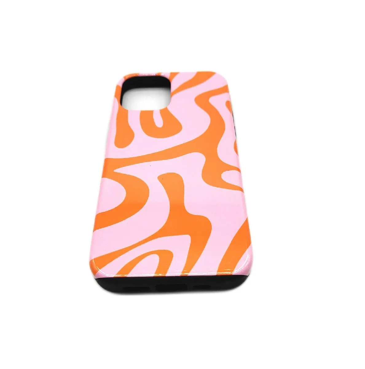 Apple iPhone Hülle Schutzhülle iPhone 12 Rosa Orange Liquid Swirl Abstr