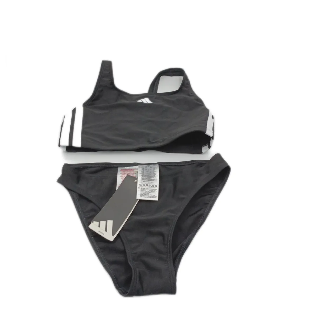 Adidas Bikini Mädchen Badebekleidung 3 Stripes V Back Swimwear Schwarz Weiß Sportlich