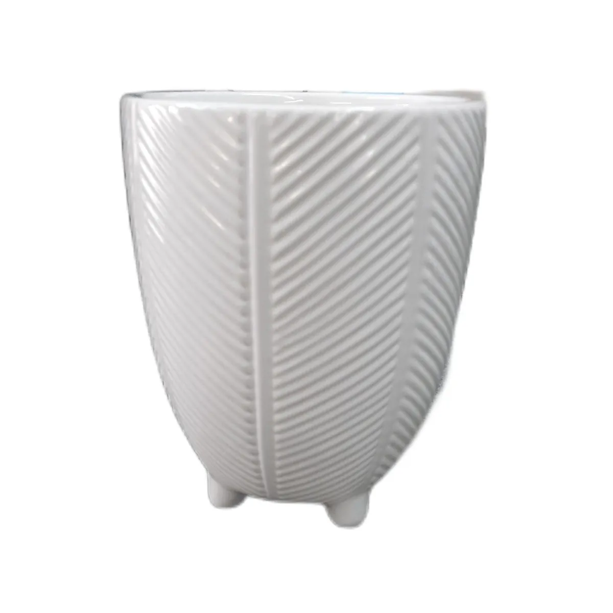 Leaf Übertopf Keramik Dekoration Hoch 19 cm Weiß Schwarz Modern Stilvolles Zuhause Access