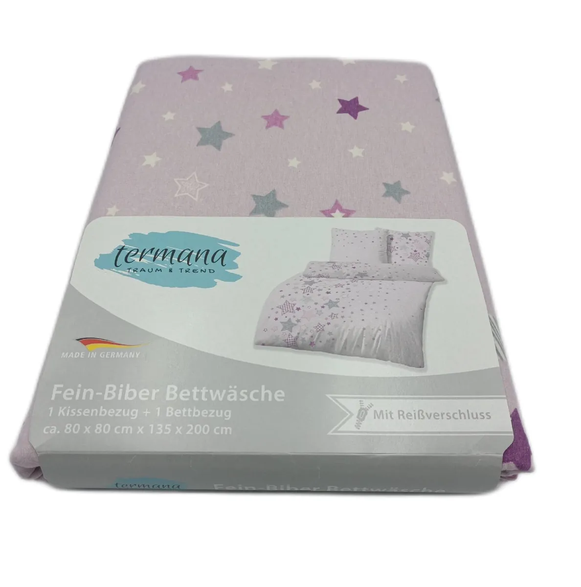Bettwäsche Set Kinder Bettwäsche Textilien 135x200 Baumwolle Rosa Sterne Schlafkomfort