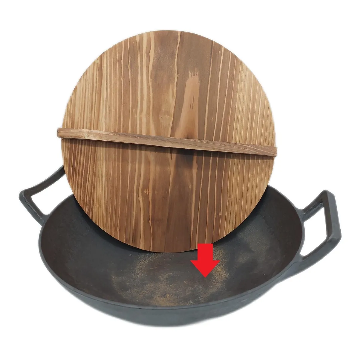 NutriChef Wok Pfanne Kochgeschirr 55 Liter Herd Holzdeckel aromatisch vielseit