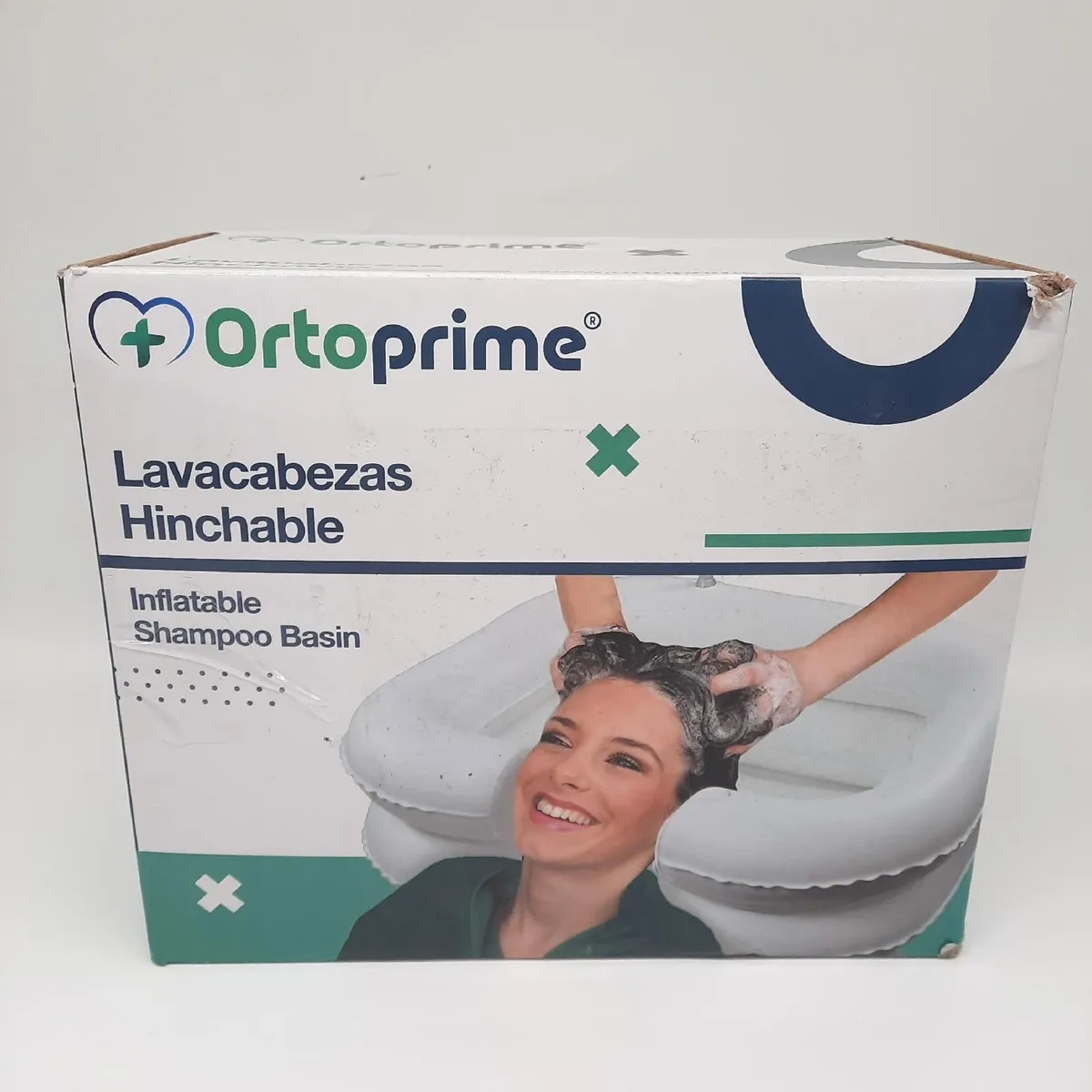 OrtoPrime Waschtisch Hygienebedarf Kopfschonende aufblasbare Waschtisch für Bett Komplettes Set mit Abflussschlauch Einfaches Reinigen