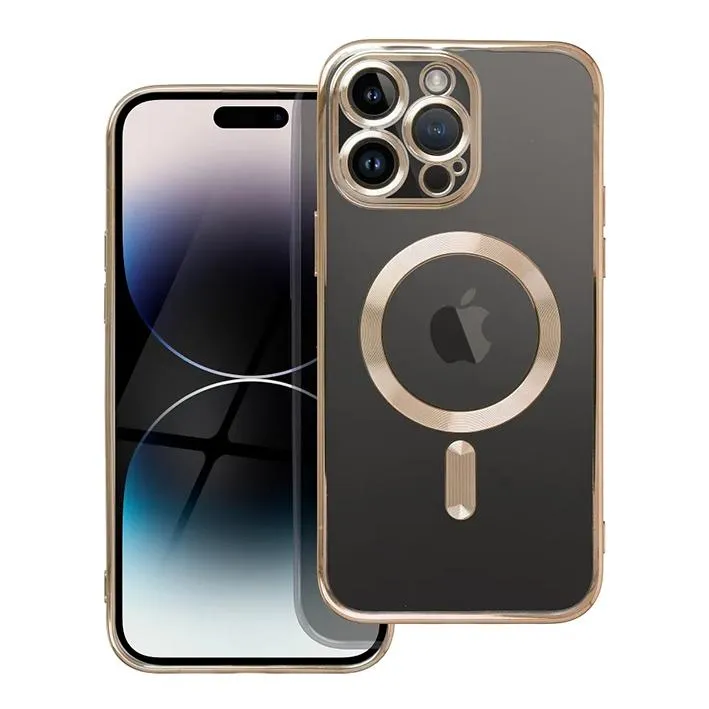 iPhone 13 Pro Handyhülle / Backcase Silikon Transparent / Gold MagSafe kompatibel