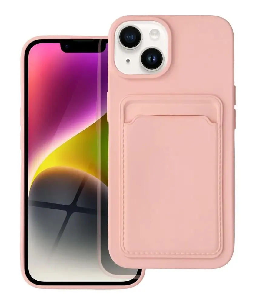 iPhone 14 Pro Handyhülle / Backcase mit Kartenfach Silikon Rosa