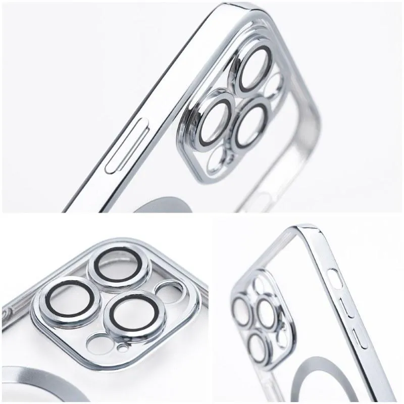 iPhone 16 Pro Handyhülle / Backcase Silikon Transparent / Silber MagSafe kompatibel