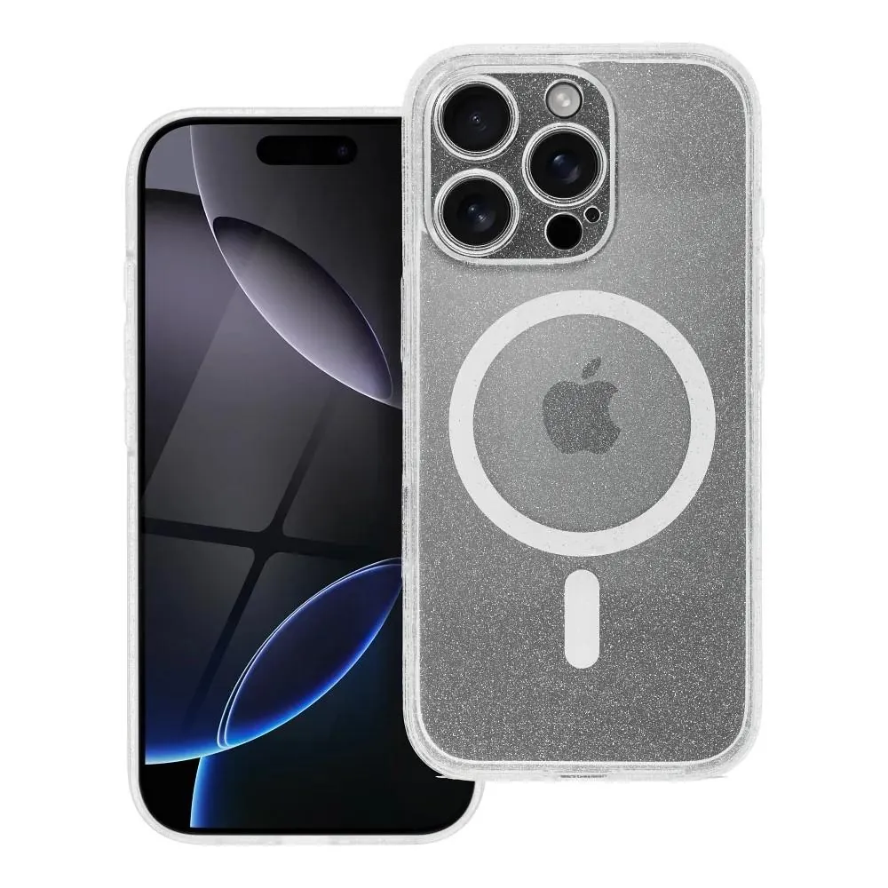 iPhone 16 Pro Max Handyhülle / Backcase Silikon Transparent Glitter / MagSafe kompatibel