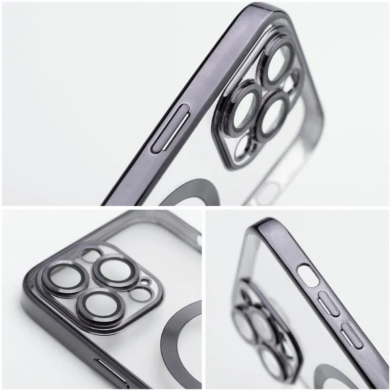 iPhone 16 Pro Max Handyhülle / Backcase Silikon Transparent / Schwarz MagSafe kompatibel