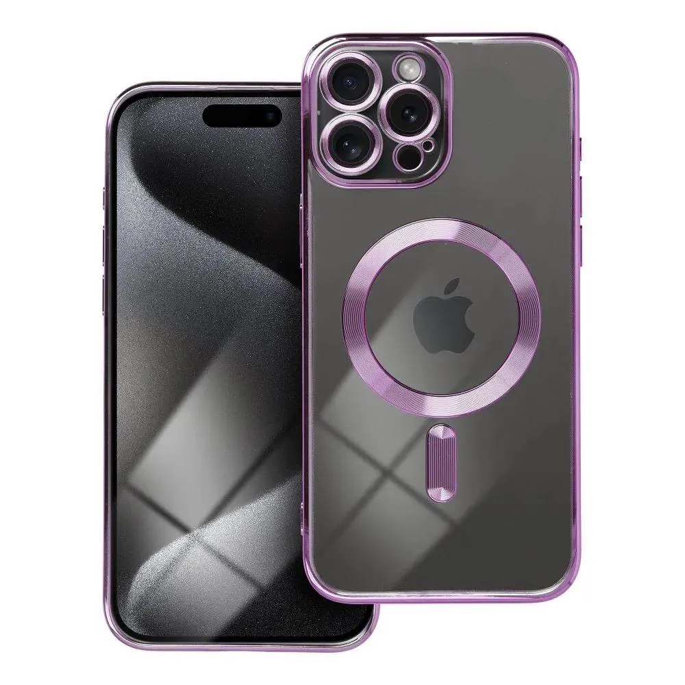 iPhone 15 Pro Max Handyhülle / Backcase Silikon Transparent / Lila MagSafe kompatibel