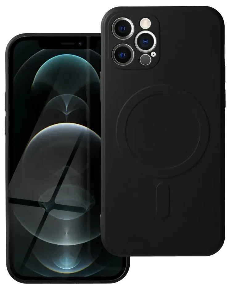 iPhone 12 Pro Max Handyhülle / Backcase Silikon Schwarz MagSafe kompatibel