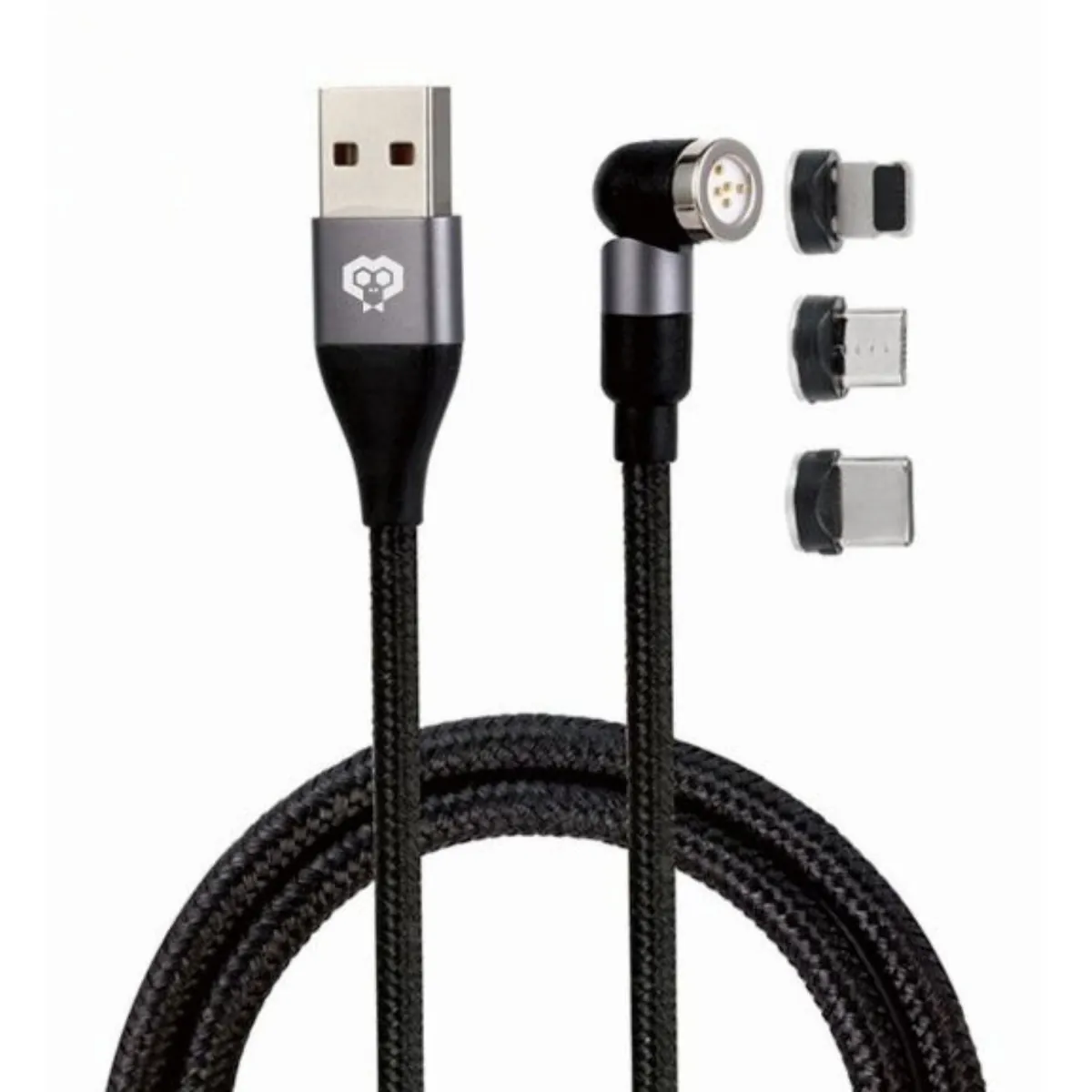 MonkeyTEC 3 in 1 Magnetisches Ladekabel mit Schnellladefunktion und Datenübertragung 540° drehbar für iPhone/Micro-USB/USB-C