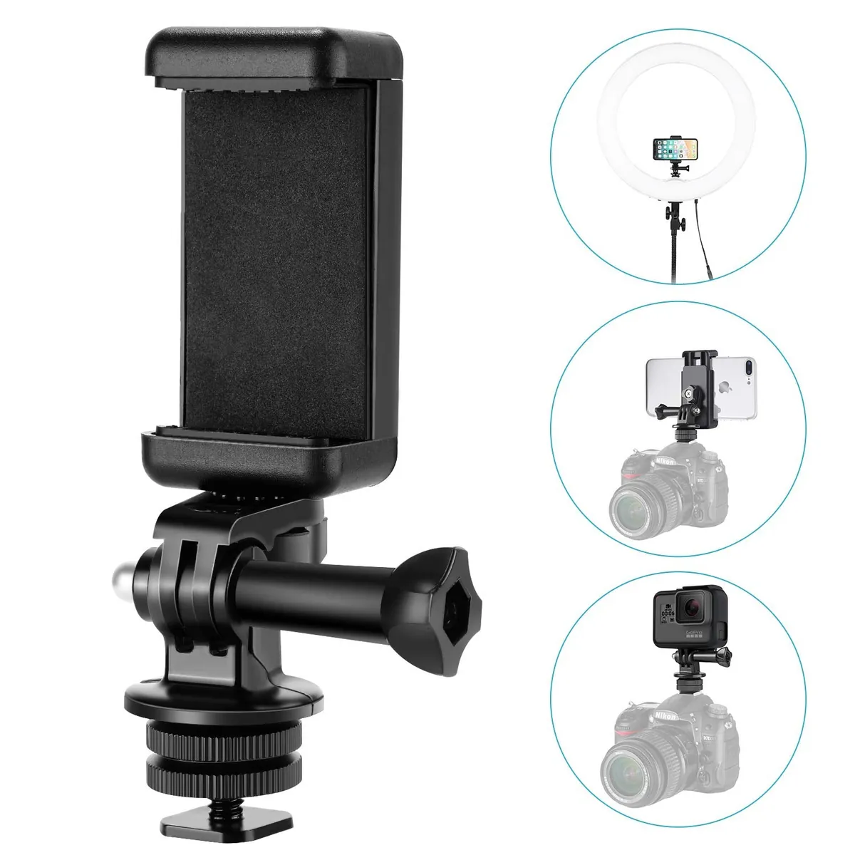 Phone Holder Camera Hot Shoe Mount Adapter Kit for GoPro Hero 7 6 5,DJI OSMO Action iPhone X 8 7 6 Samsung DSLR