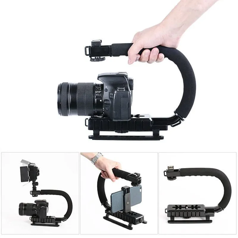 Portable SLR Steadicam For Gopro Video Handheld Stabilizer C Shaped Holder Grip For DSLR For Sony/Nikon/Canon Camera Light