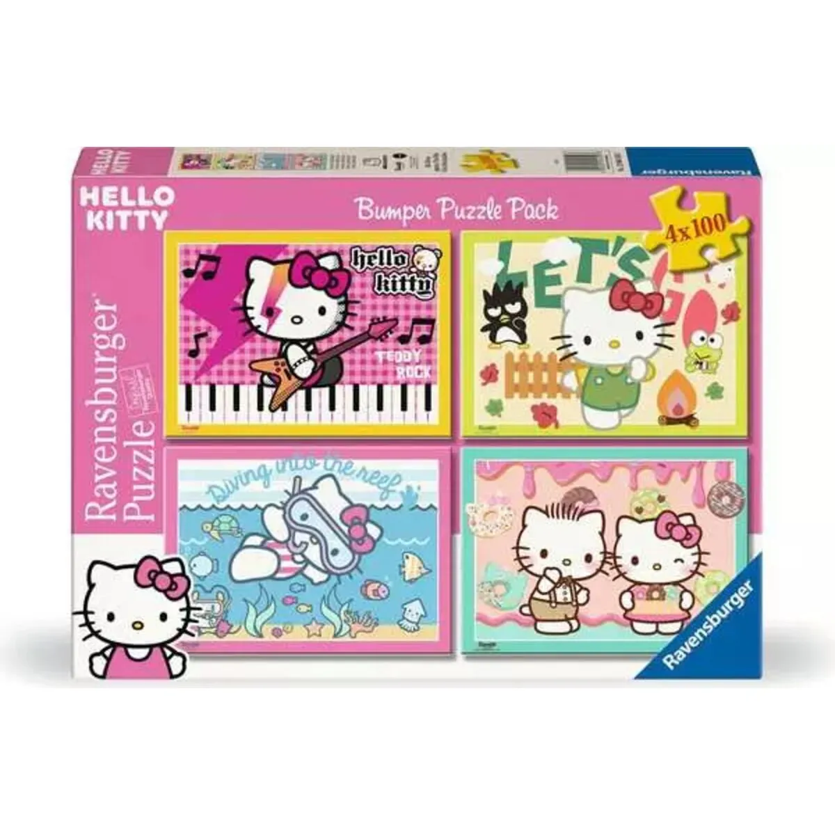 Ravensburger 12004159 Kinderpuzzle 4x 100 Los geht's, Hello Kitty!