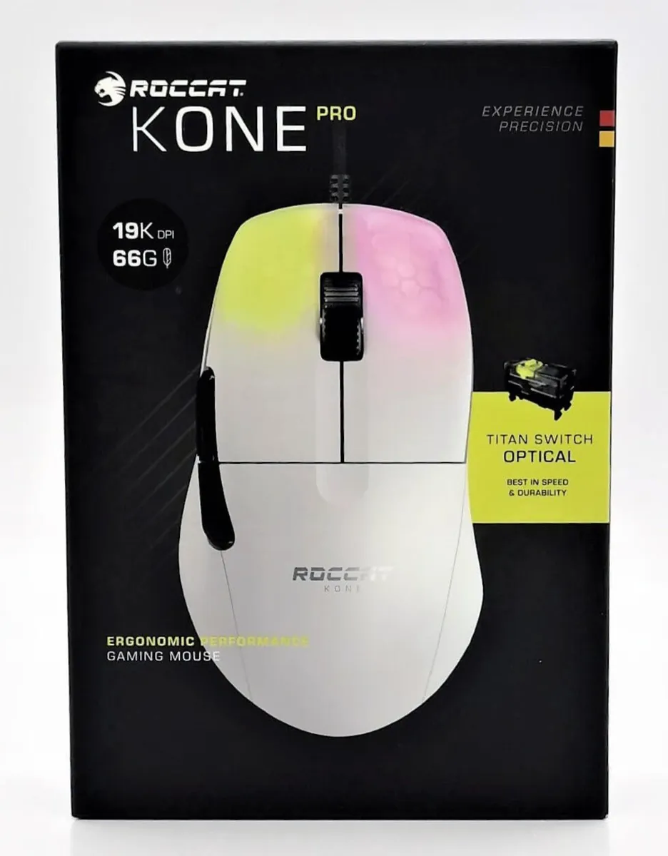 Roccat Kone Pro - Lightweight Ergonomic Optical Performance Gaming Maus, weiß
