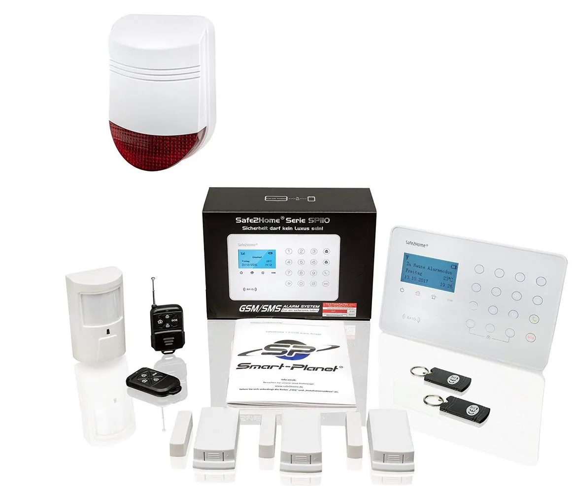 Safe2Home Funk Alarmanlagen Set Haus und Büro SP110 GSM Überwachung Sabotageschutz Sicherheit