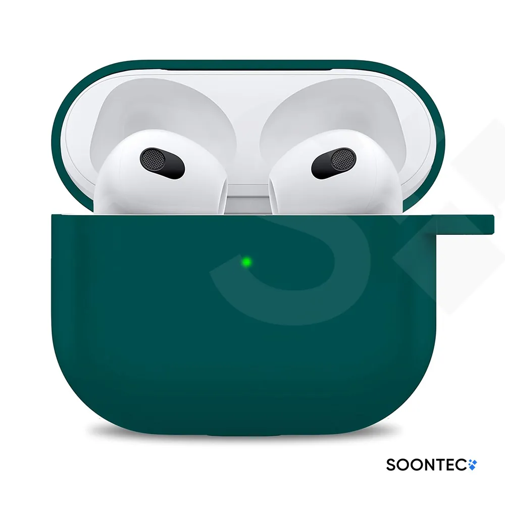 SOONTEC Silikon Hülle für AirPods 3 – Stoßfestes Schutz-Case mit Karabiner Ring