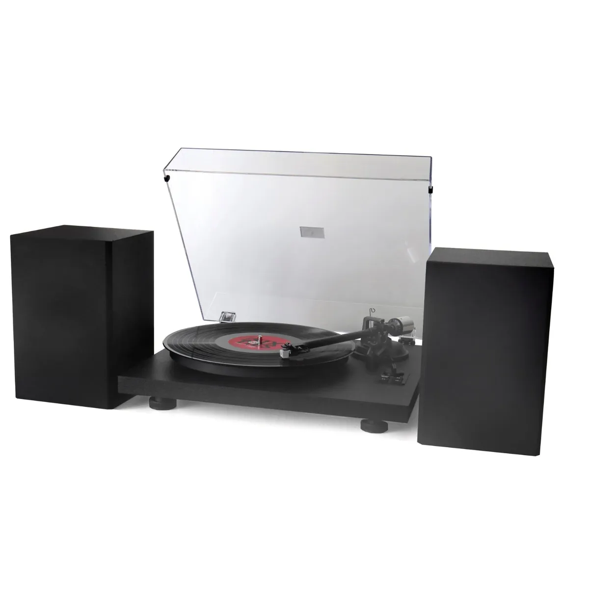 Soundmaster EliteLine PL711SW Plattenspieler-Komplettsystem – mit Audio-Technica Tonabnehmer, integriertem Verstärker, Lautsprechern, USB-Aufnahme, Bluetooth und PHONO/LINE-OUT