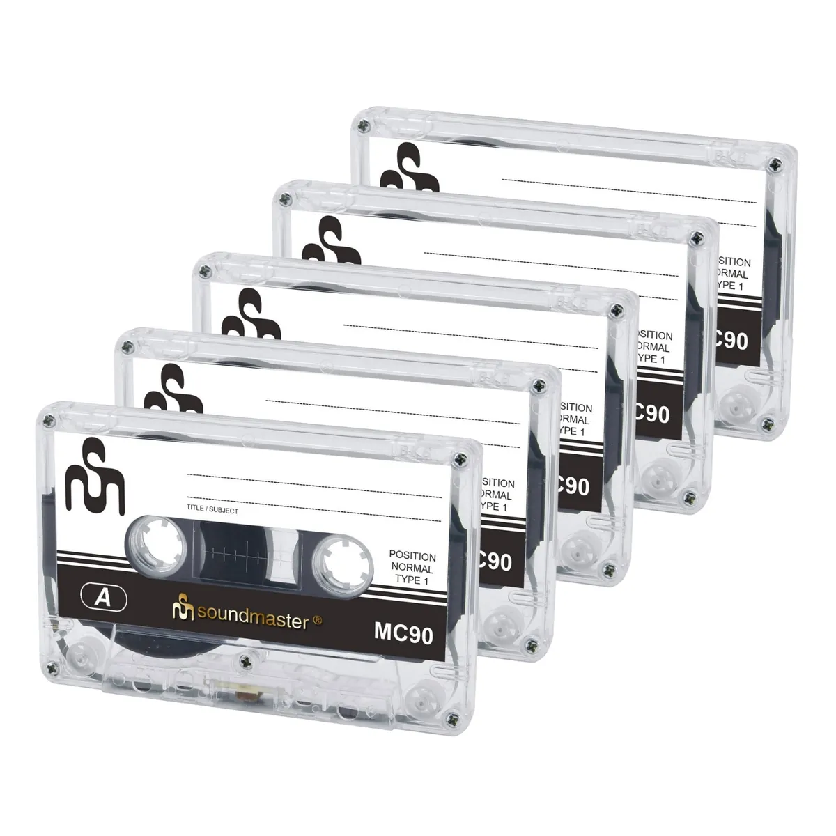 Soundmaster MC905P Leerkassetten Audiokassetten Kompaktkassetten 5er-Pack (IEC1-Normal 90 Minuten)