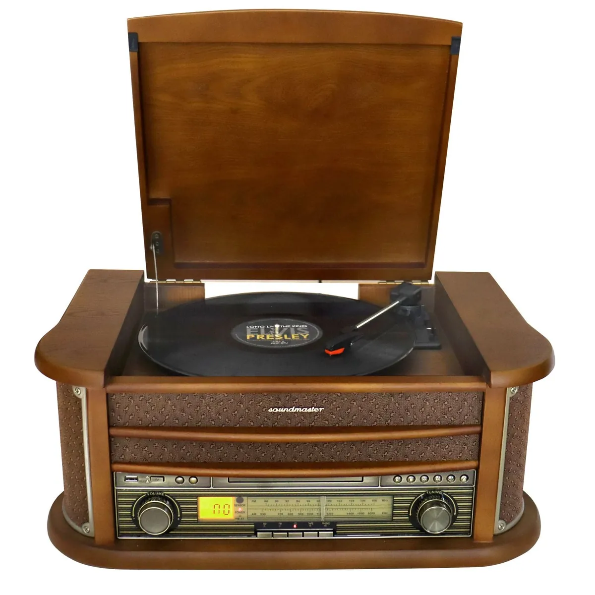 Soundmaster NR560 Nostalgie Stereoanlage Kompaktanlage Plattenspieler CD-Player MP3 USB Encoding Kassettenspieler 75-Ohm Anschluss