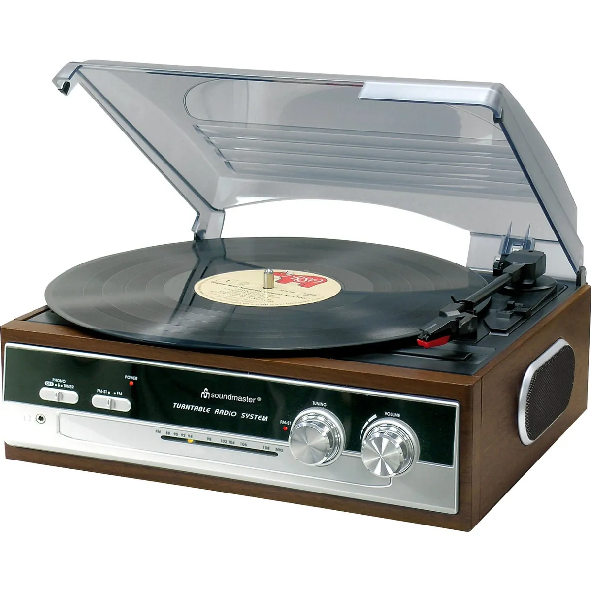 Soundmaster PL186H Plattenspieler Radio eingebaute Lautsprecher Kopfhörerbuchse Retro Nostalgie