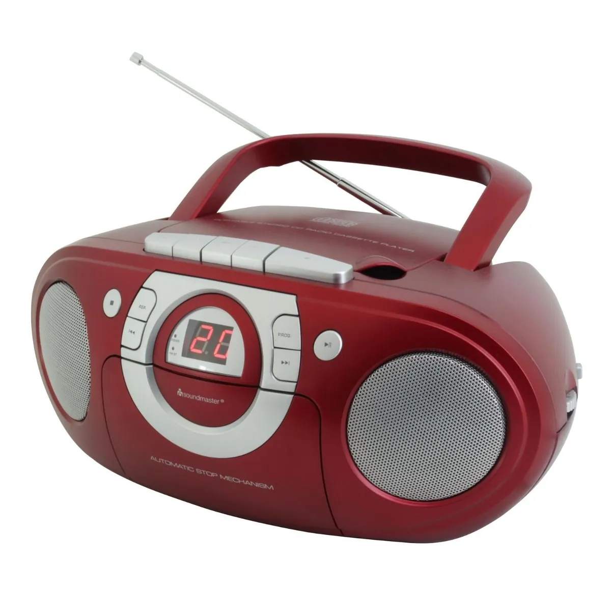 Soundmaster SCD5100RO tragbarer CD-Player Radio Kassettenspieler AUX-Anschluss