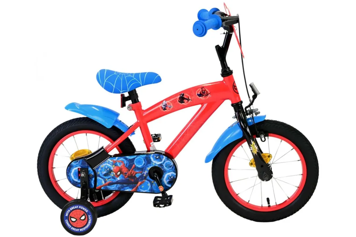 Volare Marvel Spider-Man Kinderfahrrad für Jungen - 14 Zoll in Rot/Blau