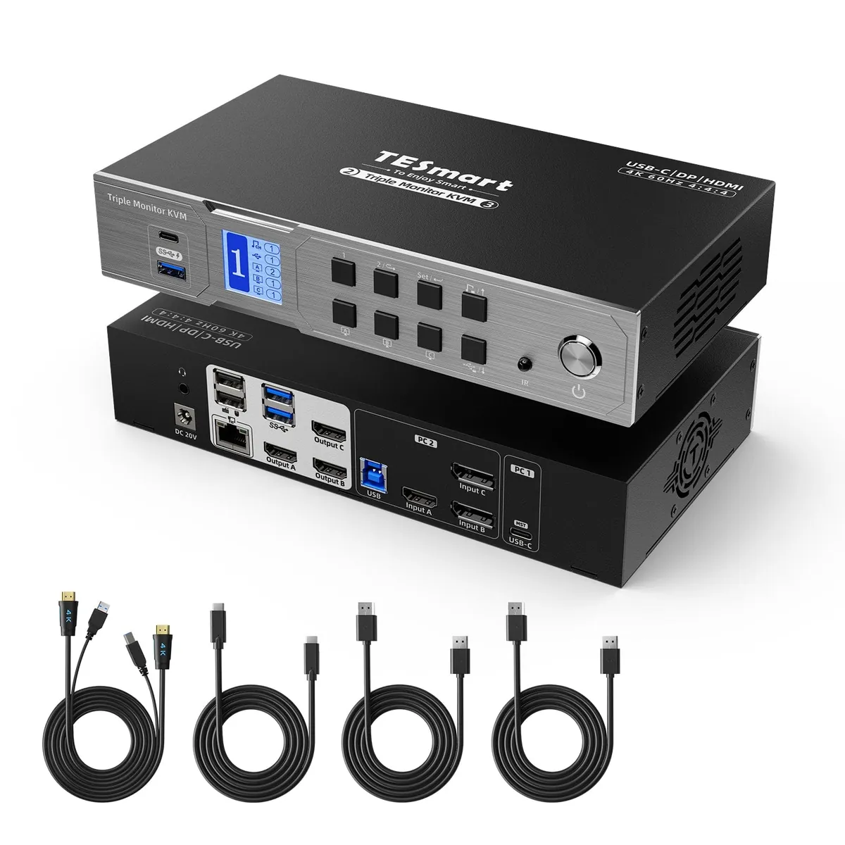 Triple 4K60Hz Hybrid KVM Gaming Dock für 1 Desktop-PC und 1 Laptop, mit EDID, MST