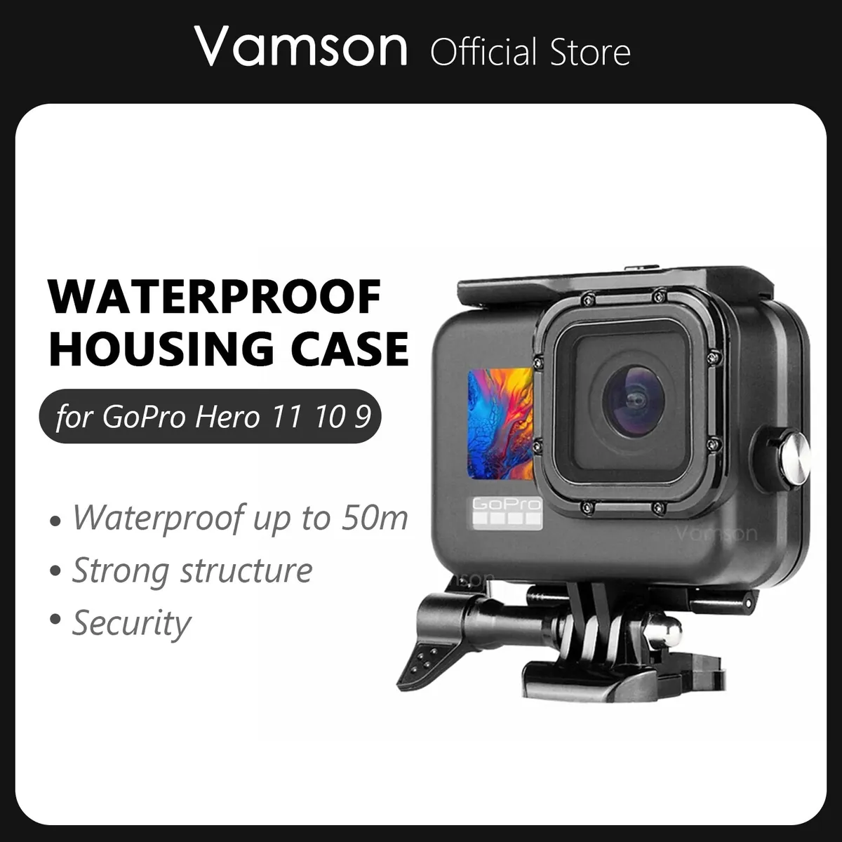 Vamson for GoPro Hero 11 10 9 Action Camera 50M Waterproof Case Underwater Protective Cover Diving Housing for Gopro 11