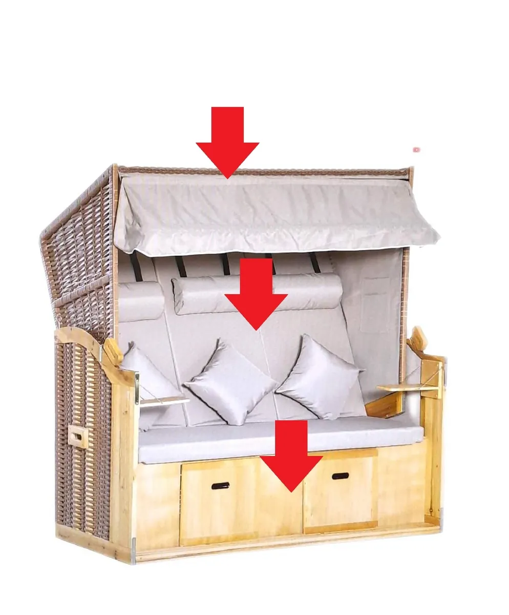 Outsunny Strandkorb Ersatzteile Dreisitzer beige Seitenteile fehlen Bastler