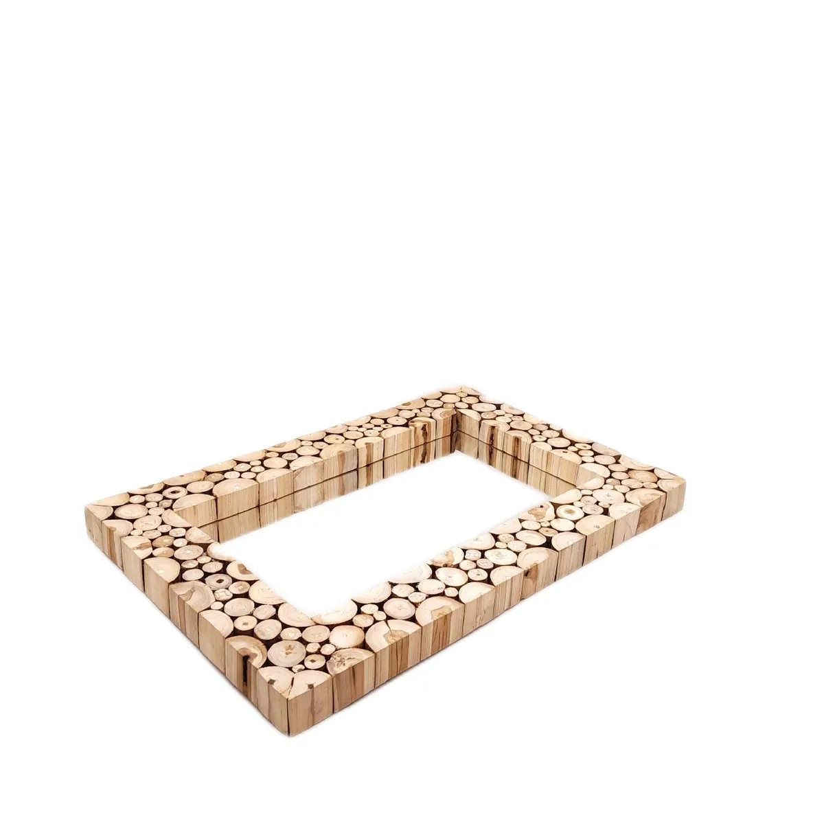 Teak Spiegel Wanddekoration Braun 50x75cm Elegante Wohnkultur für Wohnzimmer Badezimmer