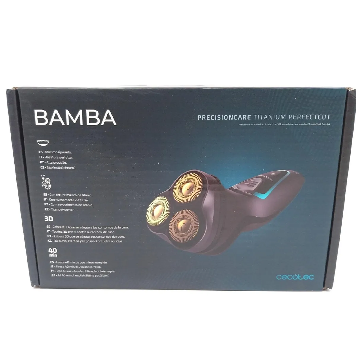 Cecotec Bamba Rasierer Präzisionspflege Titanium PerfectCut 8W Männer schnurlos
